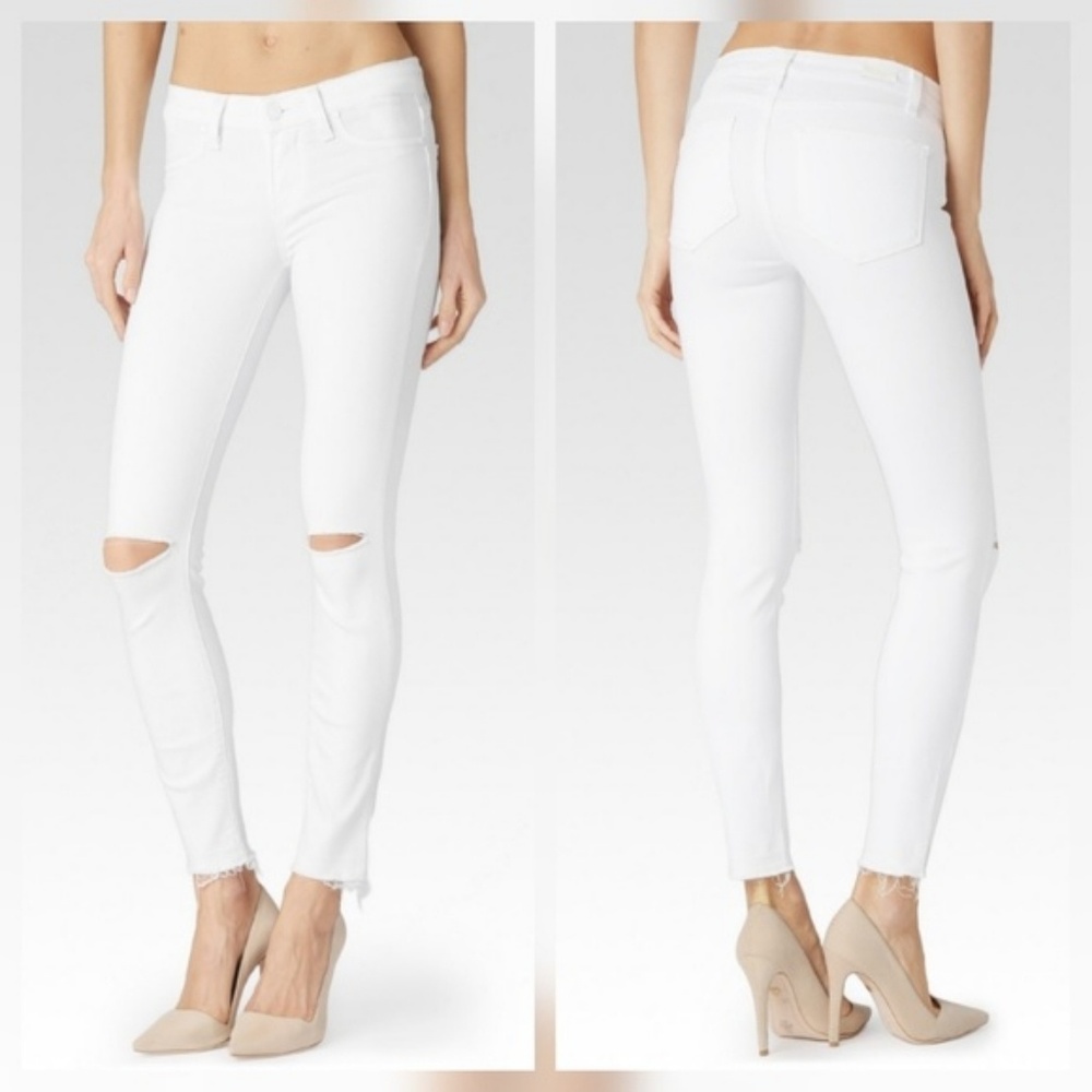 Paige Verdugo Ankle Skinny Destructed White Jeans